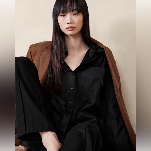 💵 NWT | Banana Republic | The Oversized Shirt in Black - Picture 2 of 13